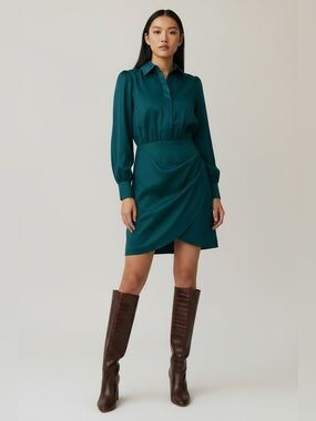 NWT TRINA TURK KAYE DRAPED SHIRT DRESS 16 feminine euro summer softgirl romantic